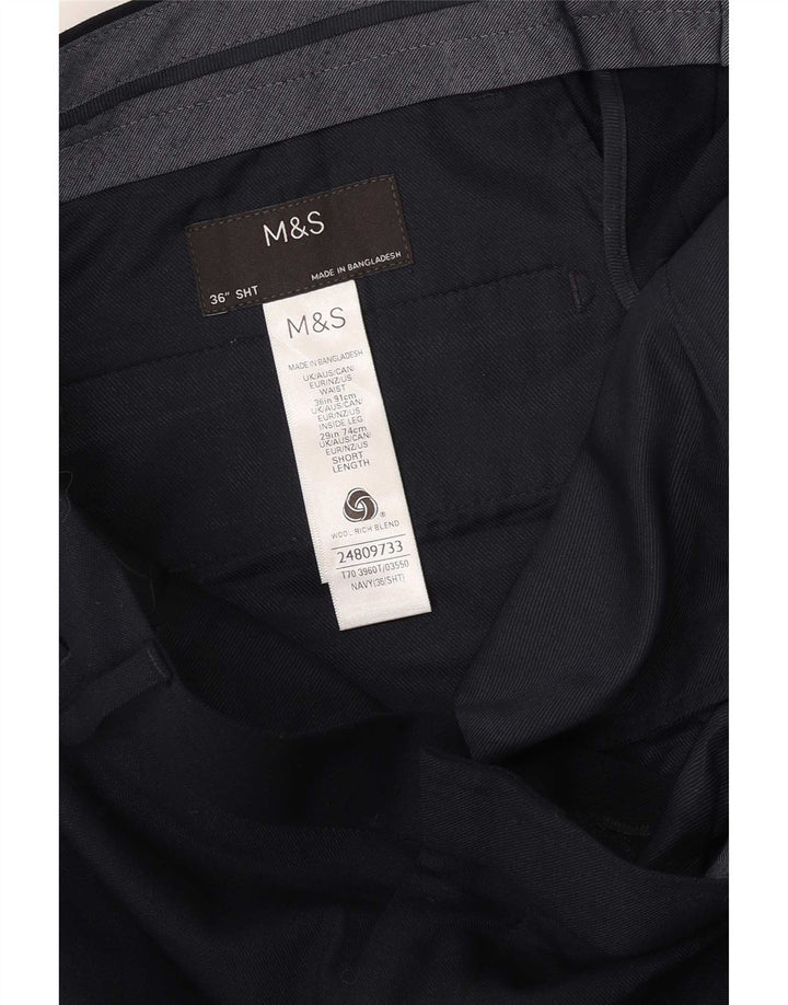 Gerade Chino-Hose für Herren von Marks & Spencer, W36 L29, marineblaue Wolle