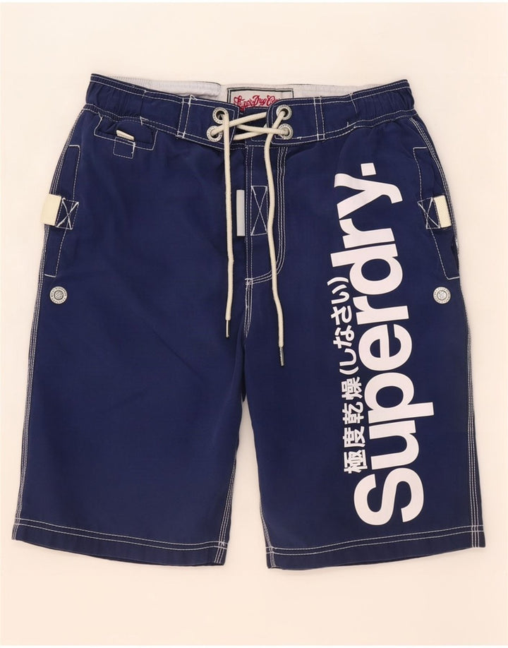 Superdry Herren-Badeshorts mit Grafik, mittelgroß, Marineblau, Polyester