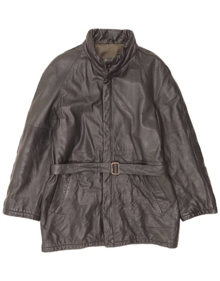 VINTAGE Herren Lederjacke IT 54 2XL Schwarzes Leder