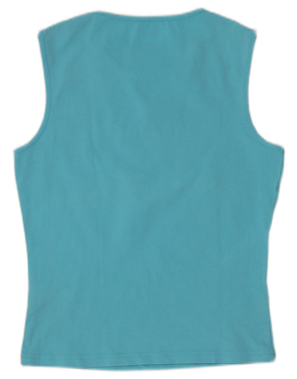 Reebok Damen Crop Graphic Vest Top UK 16 Large Blaue Baumwolle