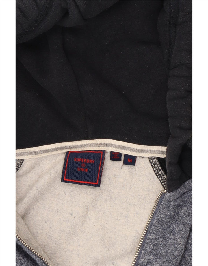 Superdry Herren-Kapuzenpullover mit Reißverschluss, mittelgraue Blockfarben-Baumwolle