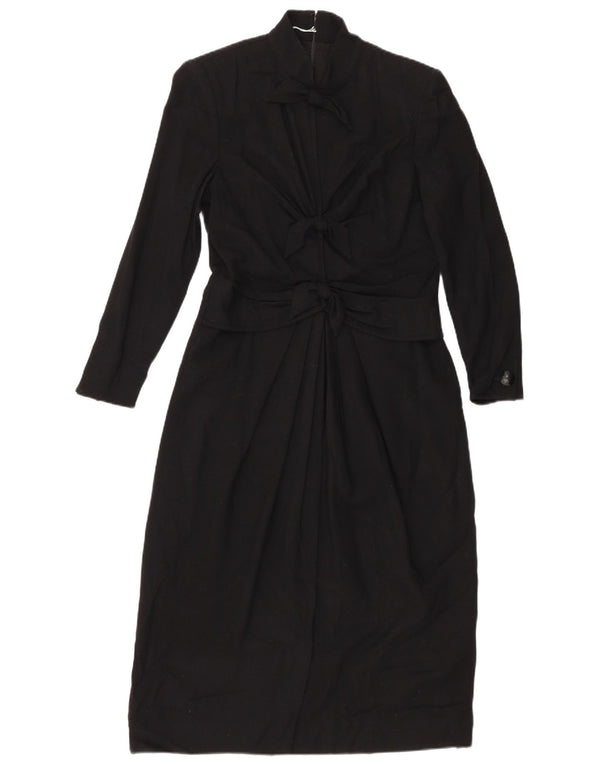 Emanuel Ungaro Damen Langarm-Maxikleid UK 12 Medium Schwarz