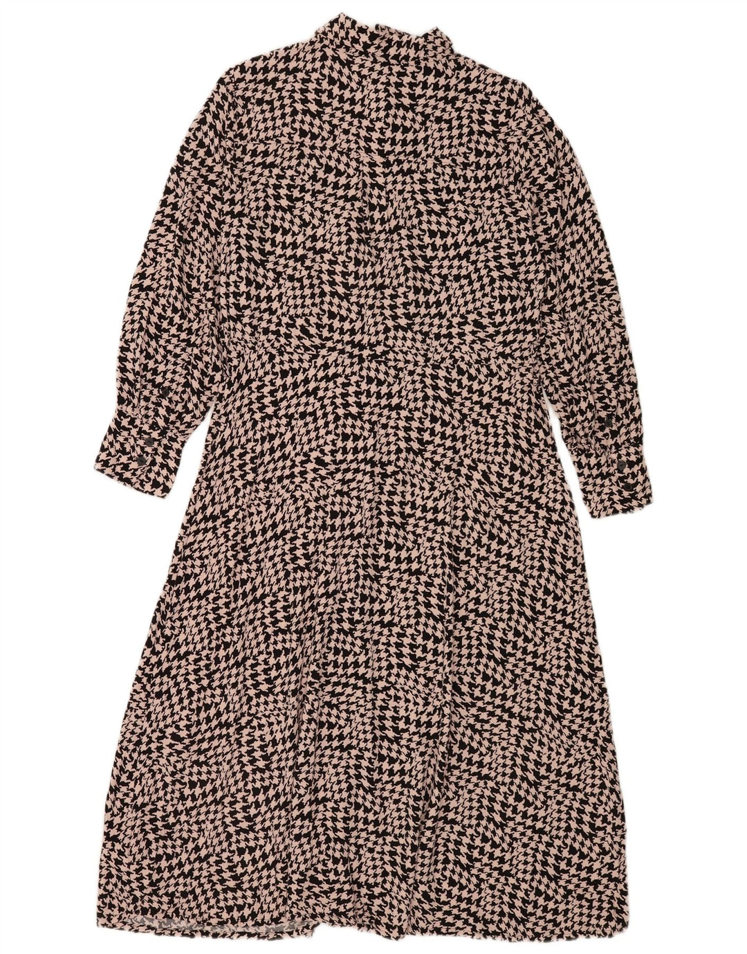 Marks & Spencer Damen-Hemdkleid, Gr. 44, Schwarz, Hahnentrittmuster