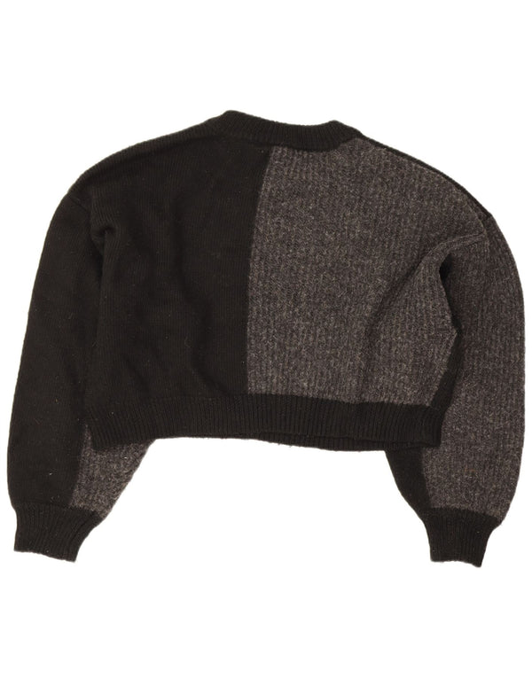 Topshop Womens Crop Crew Neck Pullover Pullover UK 10 Small Black Colourblock