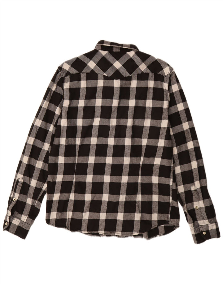 LEE Slim-Fit-Flanellhemd für Herren, mittelschwarz, kariert, Baumwolle