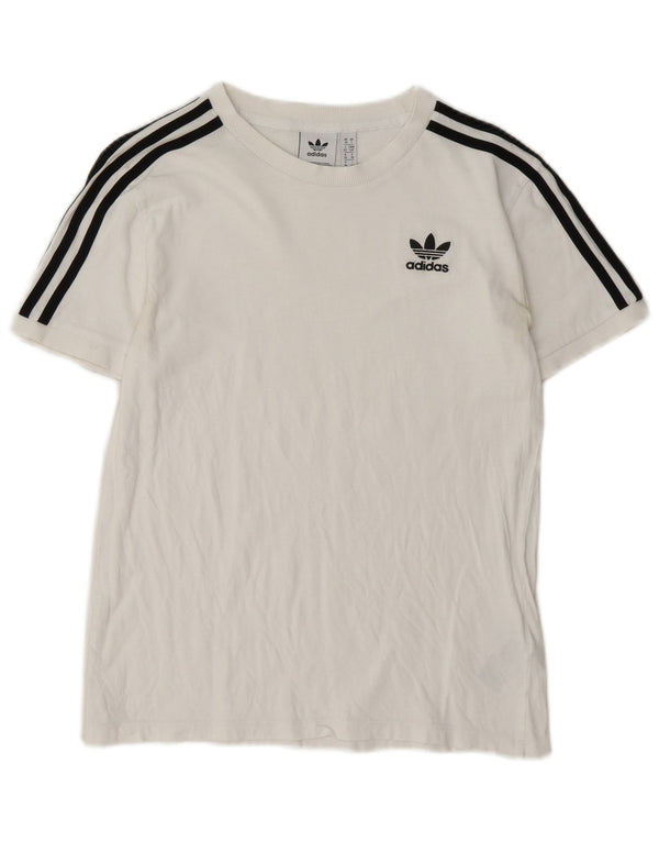Adidas Damen Grafik T-Shirt Top UK 10 Small Weiße Baumwolle