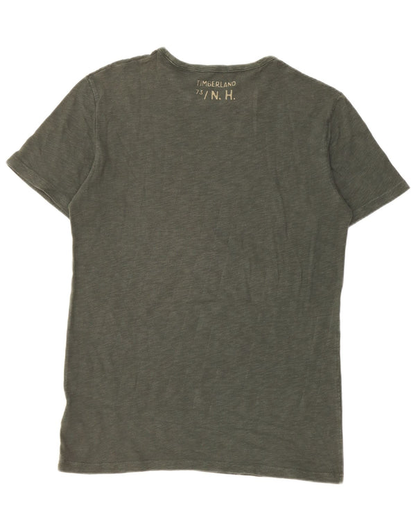 Timberland Herren Slim Fit Graphic T-Shirt Top Small Khaki Baumwolle