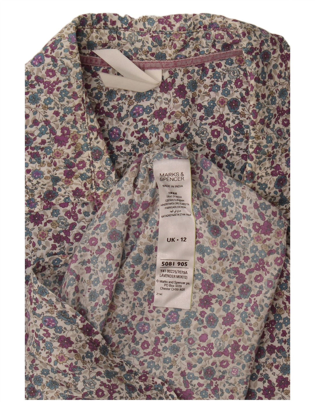 Marks & Spencer Damen-Hemd UK 12 aus mehrfarbiger, geblümter Baumwolle