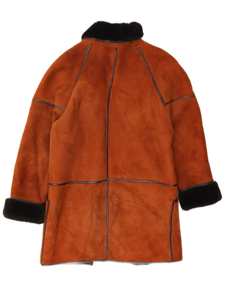 Vintage Damen Übergroßer Lammfellmantel EU 38 Mittelbraun