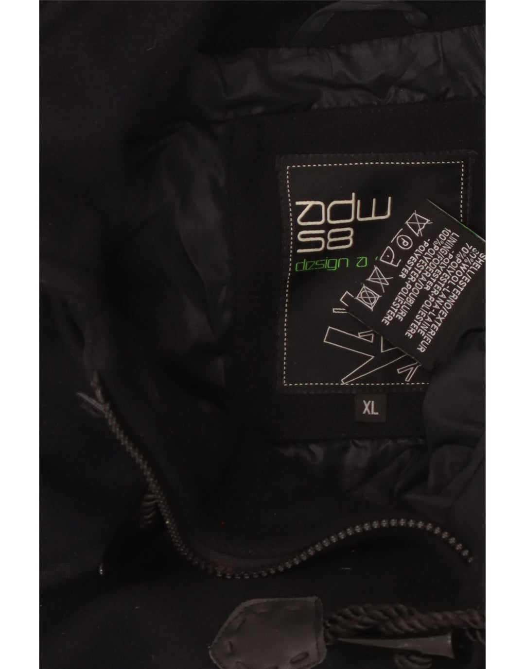 VINTAGE Damen Dufflecoat mit Kapuze UK 18 XL Marineblaue Wolle