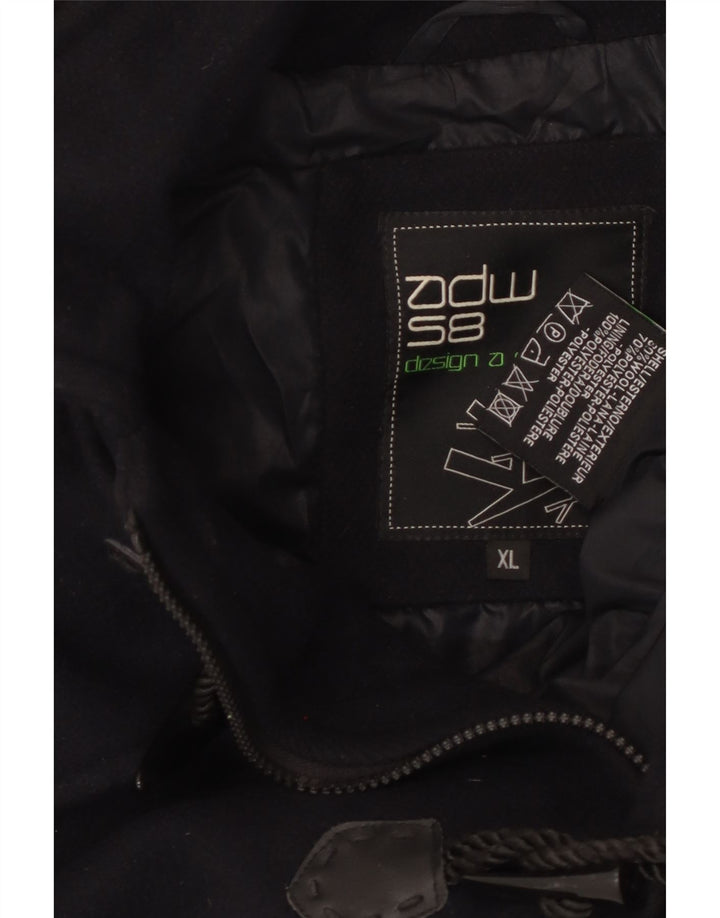 VINTAGE Damen Dufflecoat mit Kapuze UK 18 XL Marineblaue Wolle