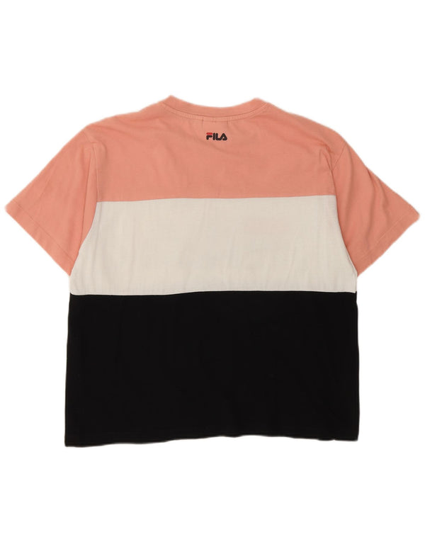 Fila Damen Grafik-T-Shirt-Oberteil UK 14 Medium Mehrfarbig Colourblock