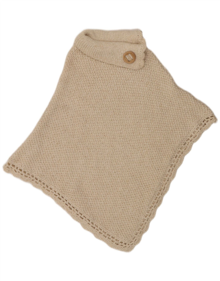 VINTAGE Damen-Ponchopullover mit Rollkragen, Einheitsgröße, aus weißer Wolle