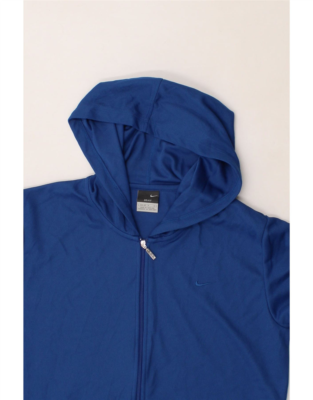 NIKE Womens Dri Fit Zip Hoodie Sweater UK 14 Medium Blue Polyester Vintage Nike and Second-Hand Nike from Messina Hembry 