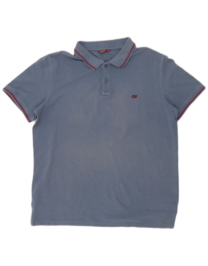 Carrera Herren Poloshirt 2XL blau gestreift aus Baumwolle