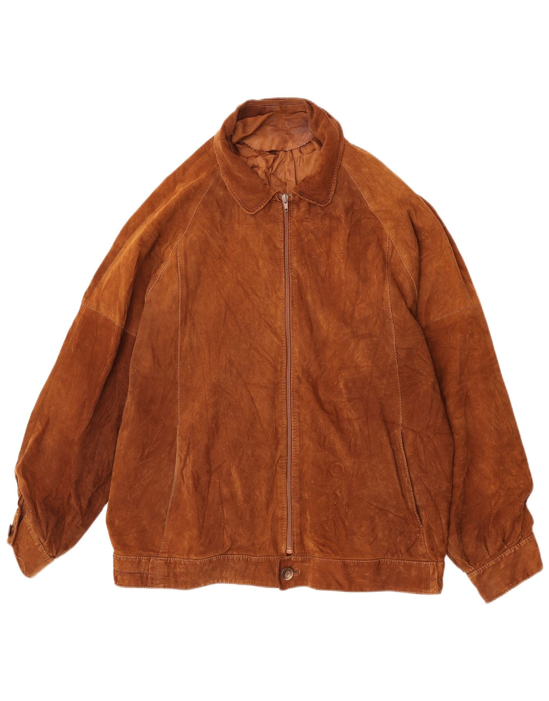 Vintage Herren Wildlederjacke IT 54 2XL Braunes Leder