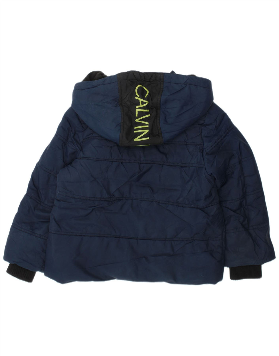 CALVIN KLEIN Wattierte Jacke mit grafischer Kapuze für Jungen, 3–4 Jahre, Marineblau