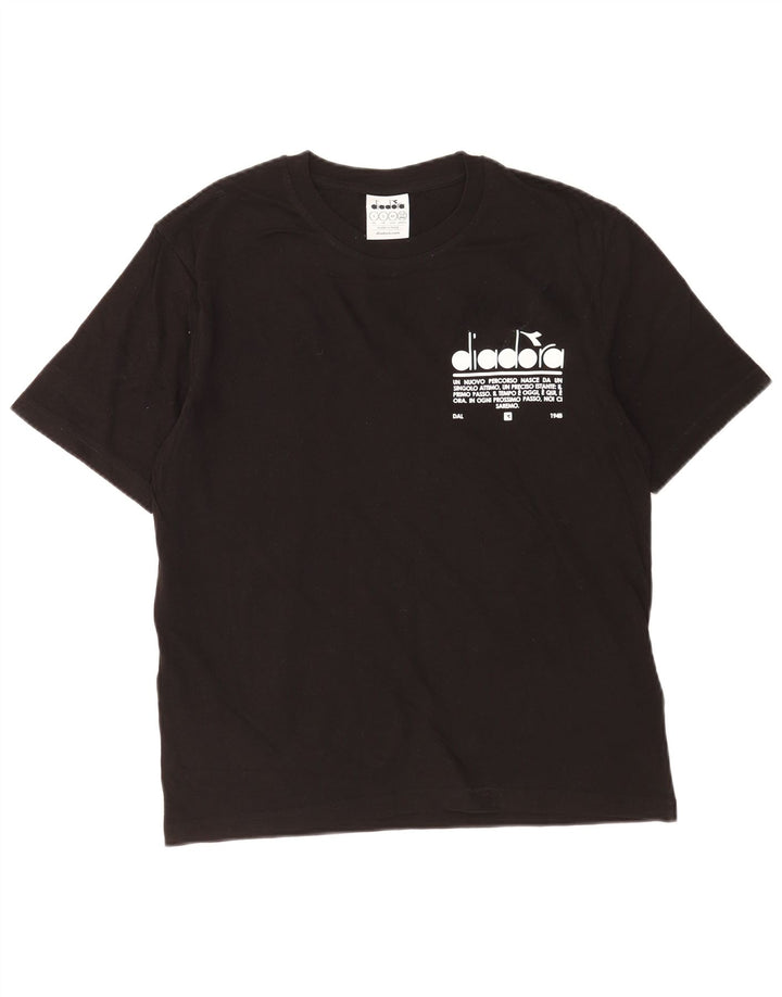 Diadora Herren-T-Shirt mit Grafik, Größe S, schwarze Baumwolle