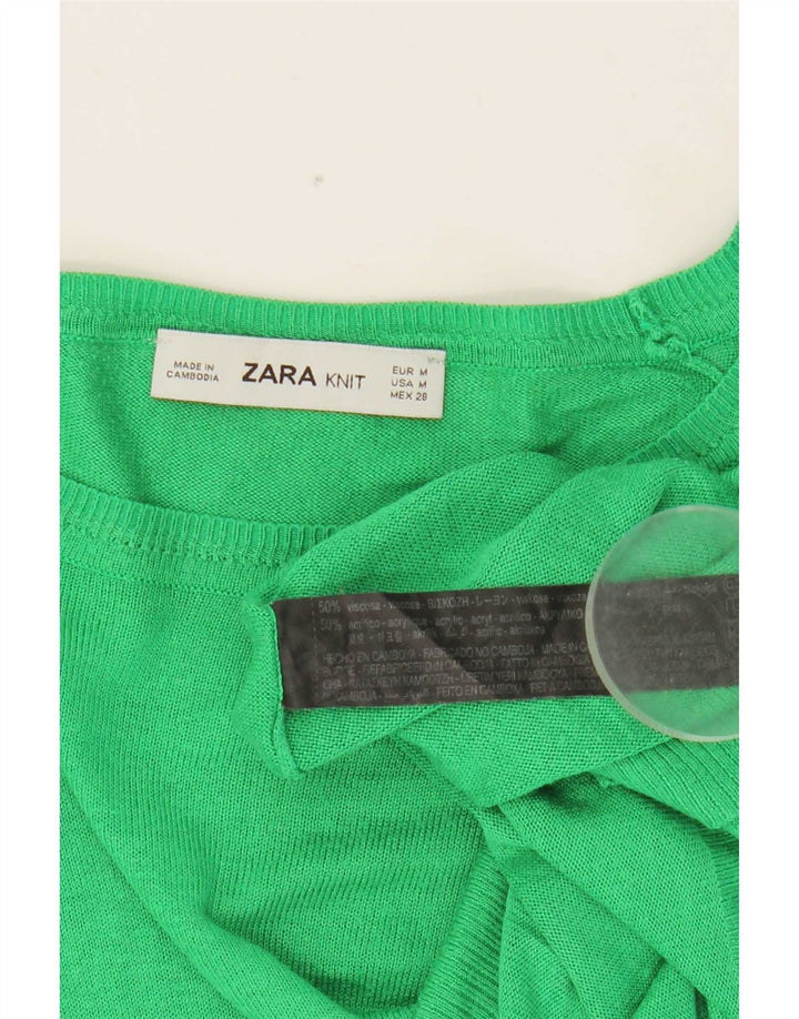 Übergroßer Damen-Pullover mit U-Boot-Ausschnitt von Zara, Gr. 14, mittelgrüne Viskose