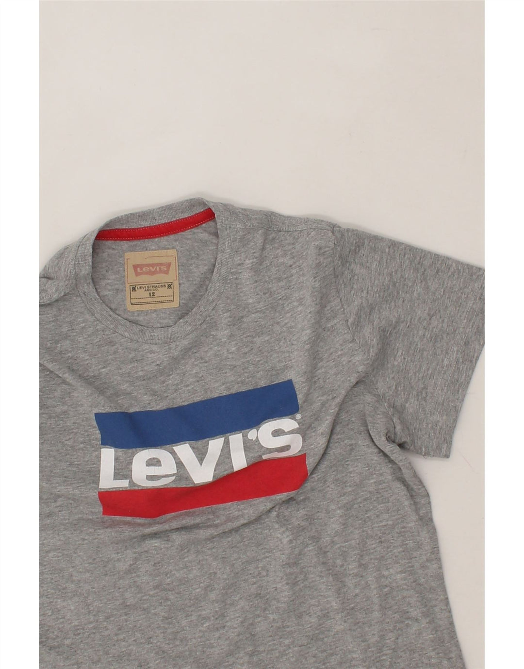 LEVI'S Boys Graphic T-Shirt Top 11-12 Years Grey Flecked Polyester Vintage Levi's and Second-Hand Levi's from Messina Hembry 