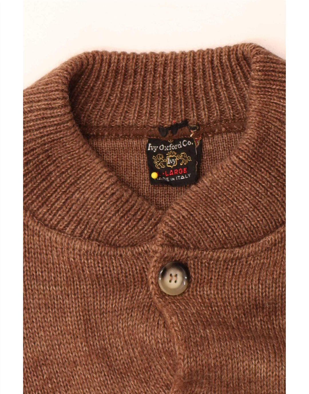 Ivy Oxford Herren-Pullover mit Knopfkragen, große braune Wolle