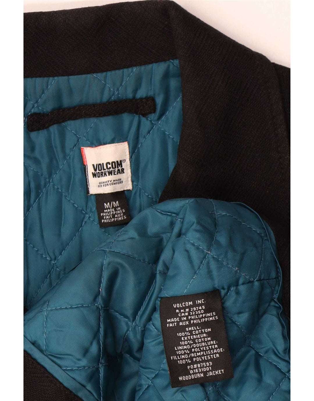 Volcom Herren Pea Coat UK 38 Mittelschwarze Baumwolle
