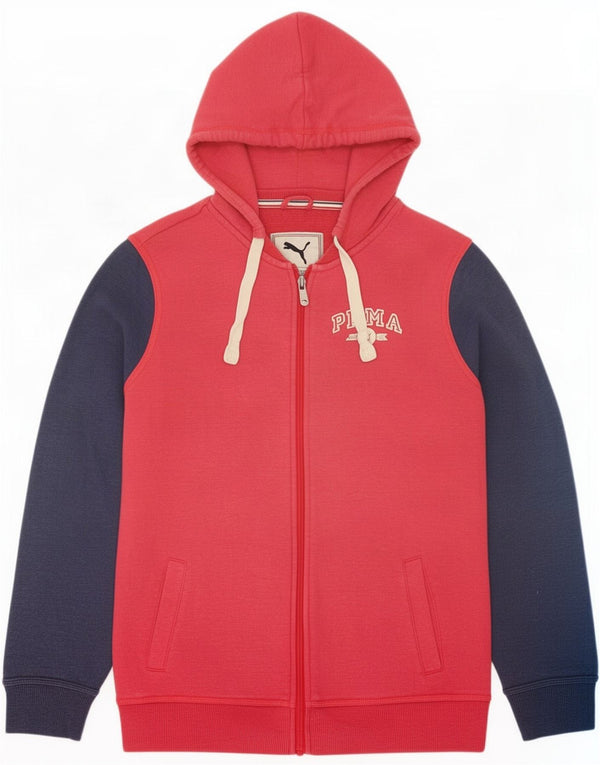 Puma Womens Graphic Zip Hoodie Sweater UK 12 Mittelroter Farbblock