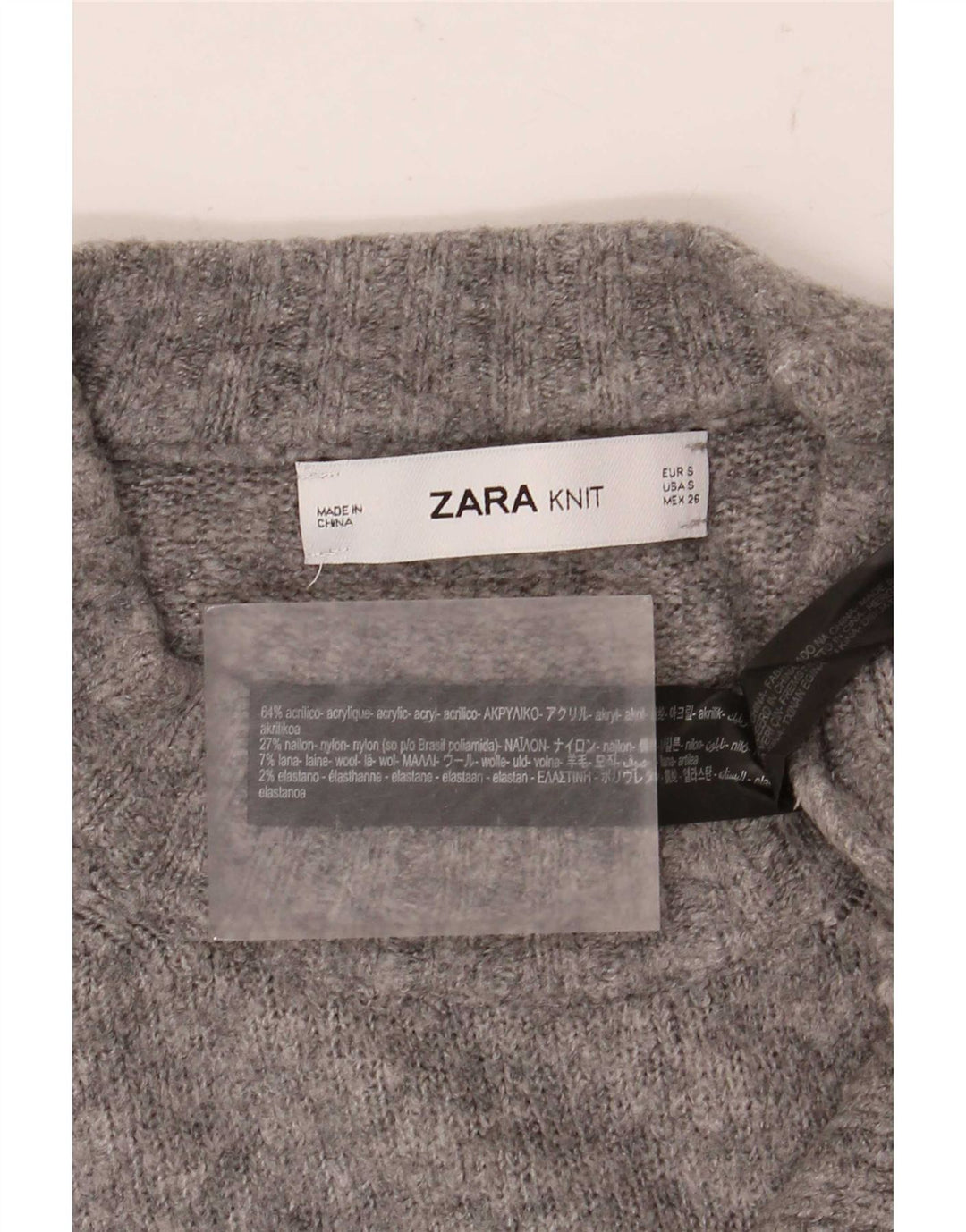 Zara Damen-Pullover, übergroß, Rundhalsausschnitt, Gr. 10, Größe S, Grau meliert