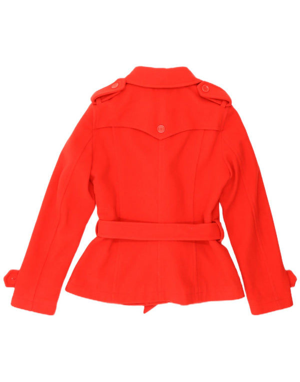 Moschino Womens Military Duffle Jacket UK 12 Mittelrote Wolle