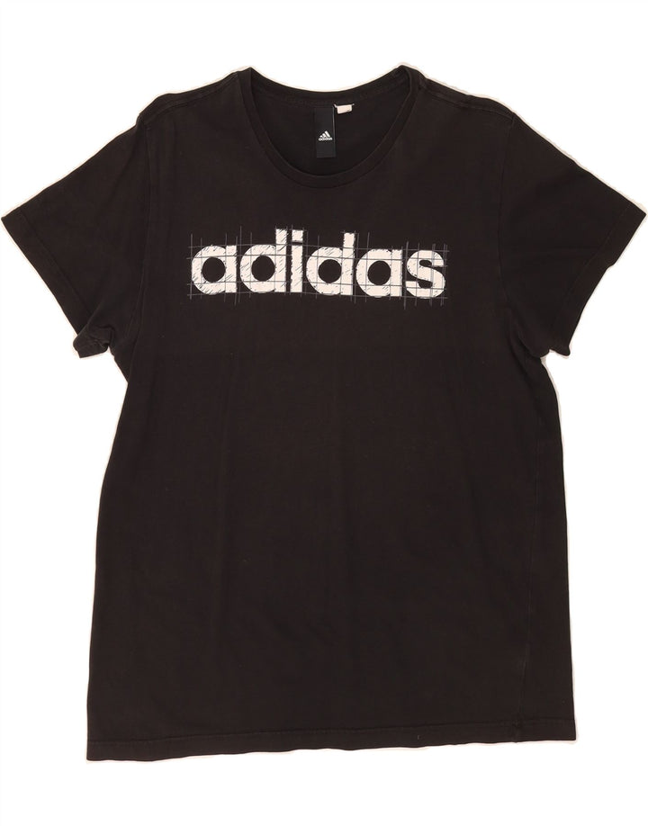ADIDAS Mens Graphic T-Shirt Top Medium Black Vintage Adidas and Second-Hand Adidas from Messina Hembry 