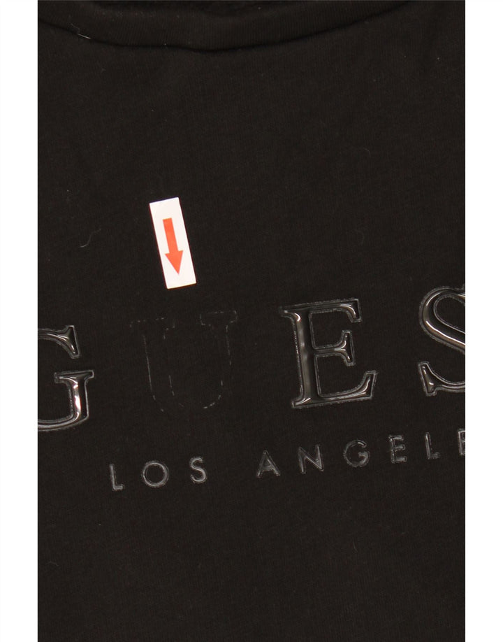 Guess Damen-Sweatshirt mit übergroßem, bauchfreiem Grafikmuster, Gr. 14, Schwarz