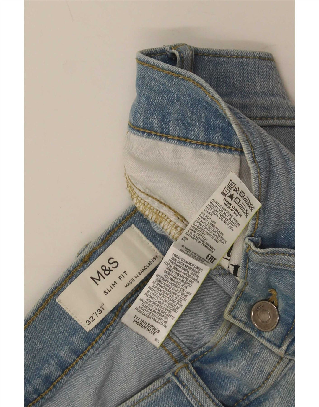 Marks & Spencer Herren Slim Jeans W32 L31 Blaue Baumwolle
