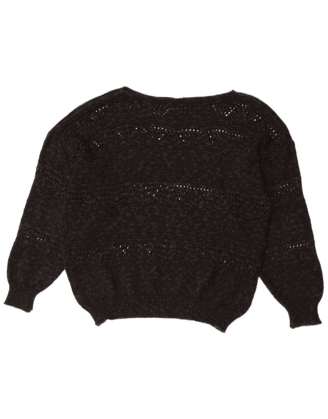 Vintage Damen Pullover mit U-Boot-Ausschnitt, EU 40, mittelschwarz, geometrisch