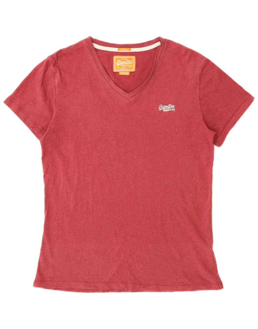 SUPERDRY Damen T-Shirt Top UK 14 Medium Burgund Baumwolle