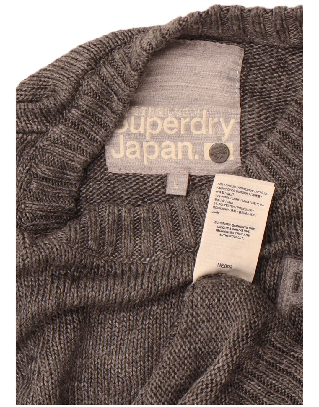 Superdry Herren-Pullover mit grafischem Rundhalsausschnitt, Größe L, Acryl, Grau