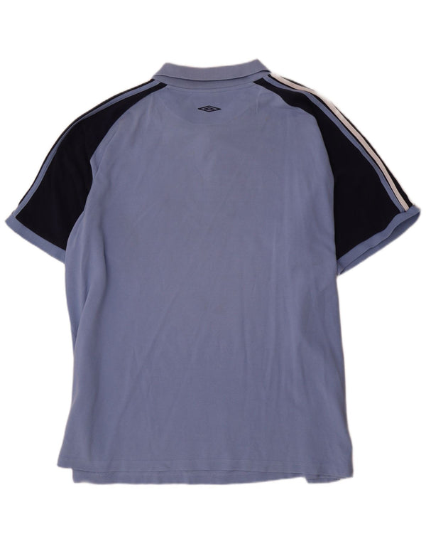 Umbro Herren-Poloshirt 4XL, blaue Colourblock-Baumwolle