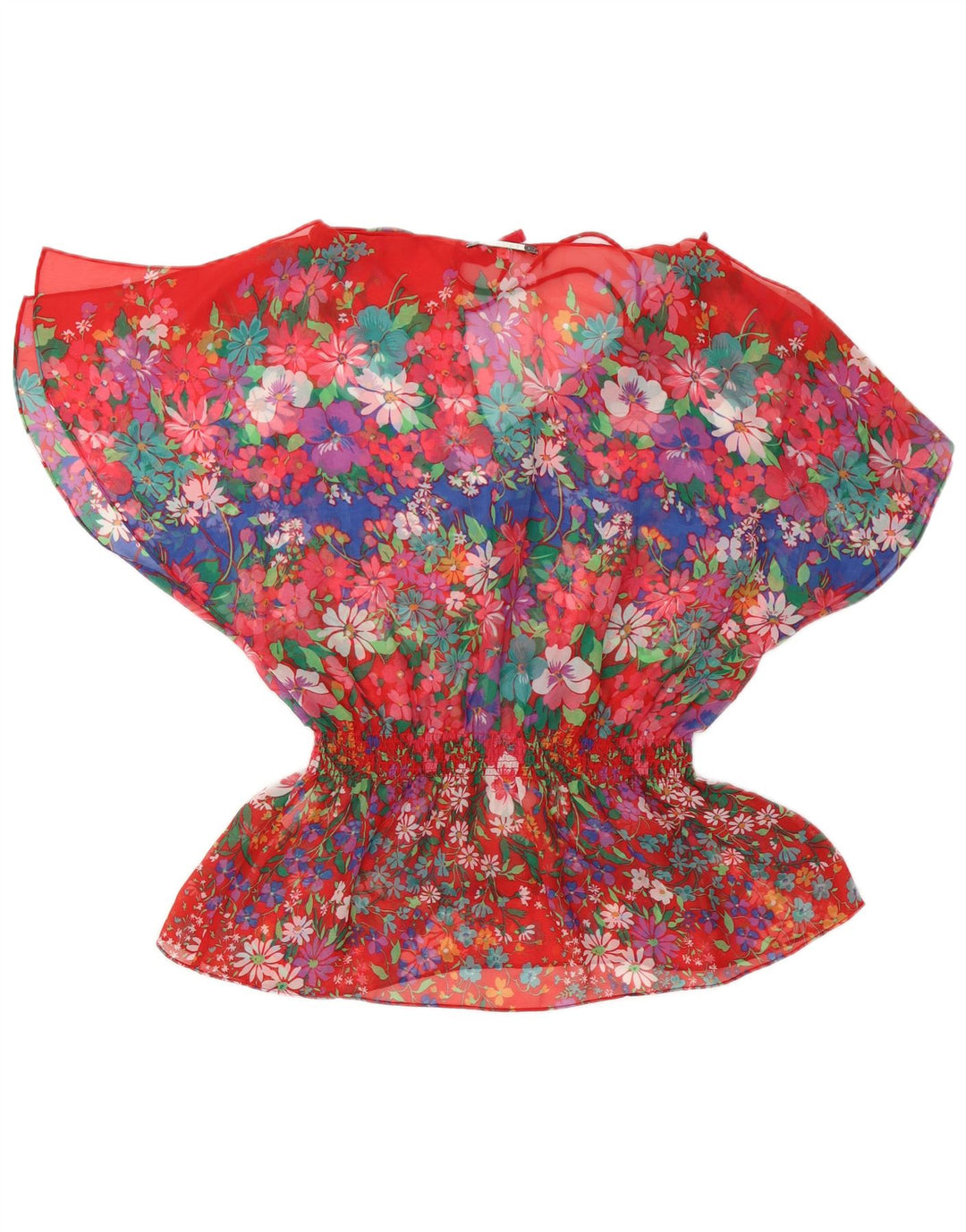 Replay Damen-Blusenoberteil UK 14 Mittelrotes, geblümtes Polyester