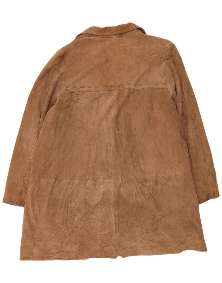 Vintage Damen Wildledermantel UK 14 Medium Beige Leder