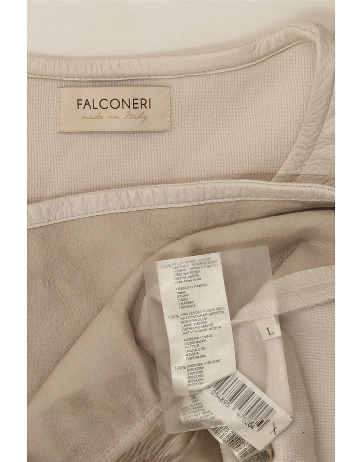 Falconeri Damen Lederjacke UK 14 Large Beige