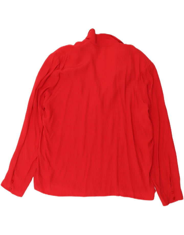 VINTAGE Womens Long Sleeve Blouse Top UK 14 Large Red Acetate Vintage Vintage and Second-Hand Vintage from Messina Hembry 