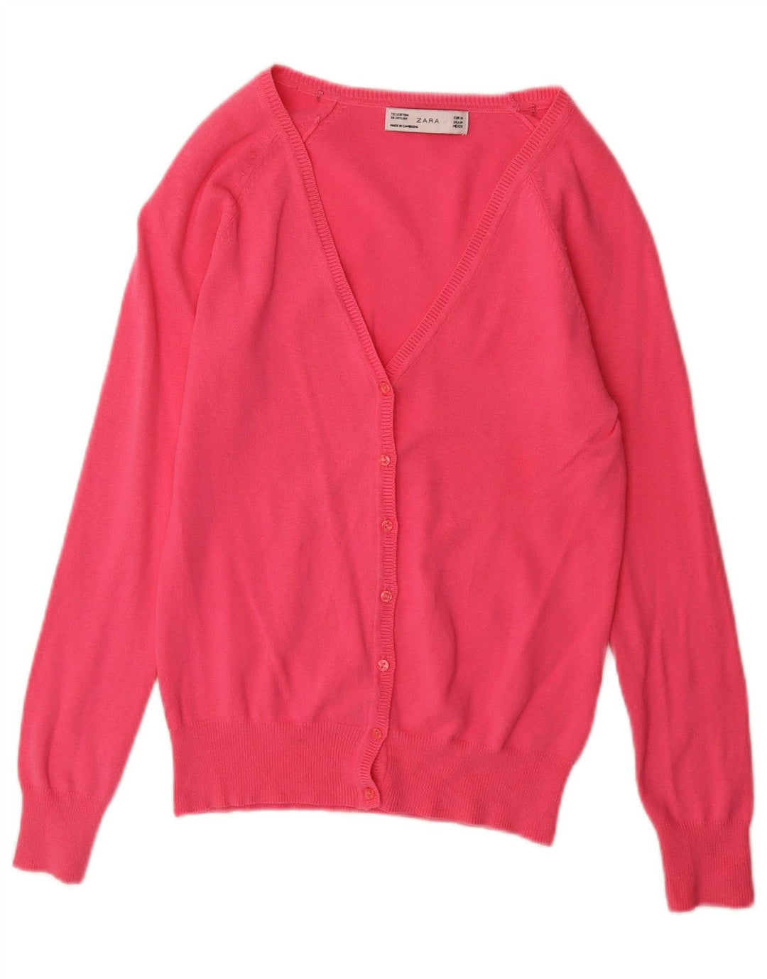 Zara Damen-Cardigan-Pullover UK 12 Mittelrosa Baumwolle