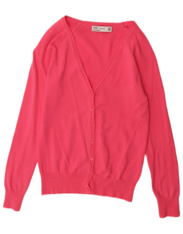 Zara Damen-Cardigan-Pullover UK 12 Mittelrosa Baumwolle