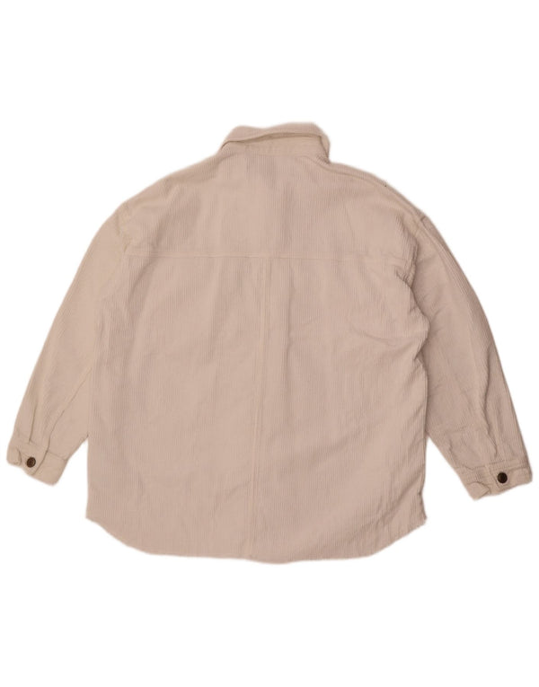 Zara Damen Übergroße Cordjacke UK 10 Small Weiße Baumwolle