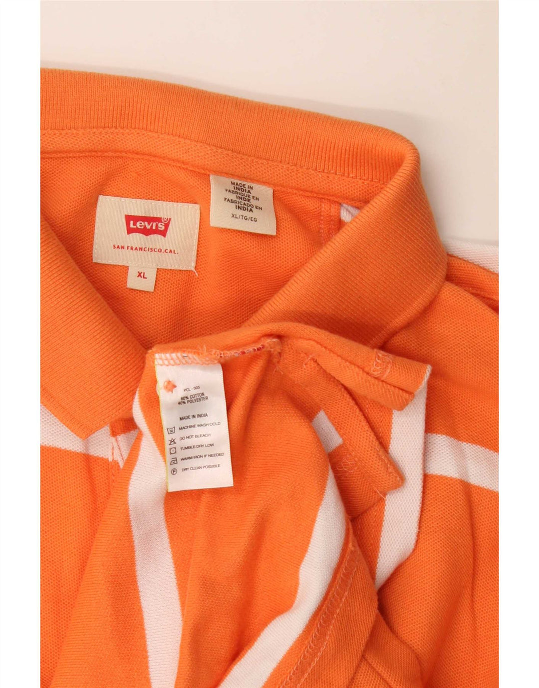 Levi's Herren-Poloshirt XL, orange gestreift, Baumwolle