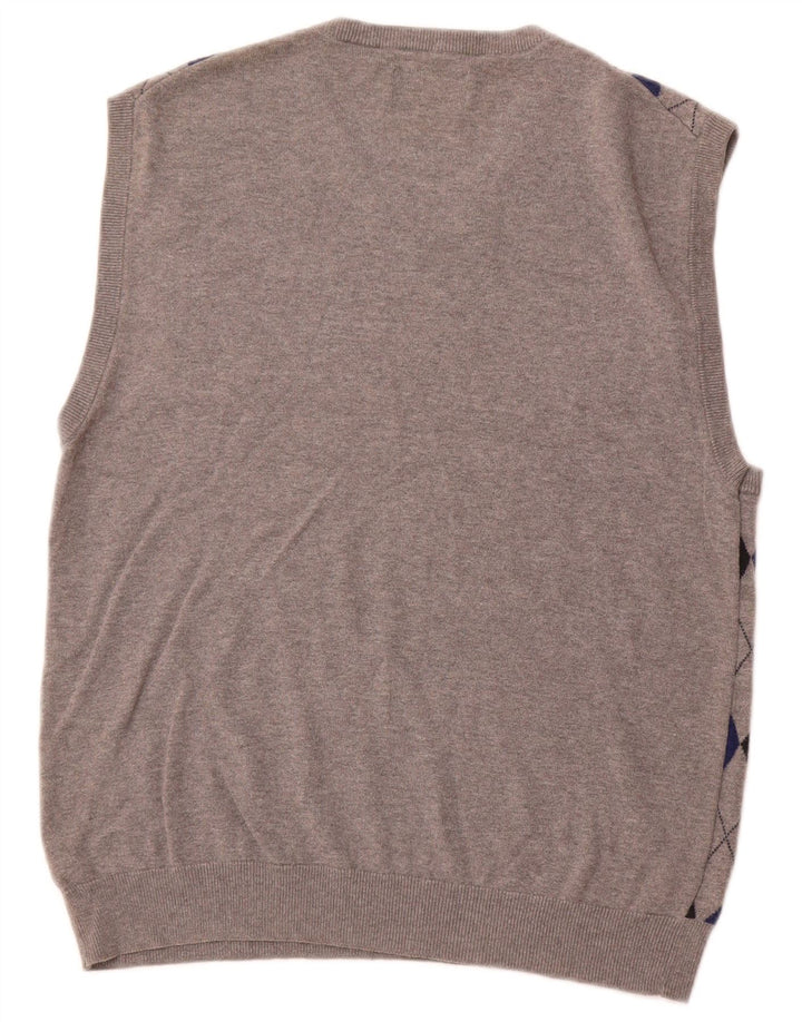 CHAPS Herren-Tanktop, groß, graue Argyle-/Diamant-Baumwolle