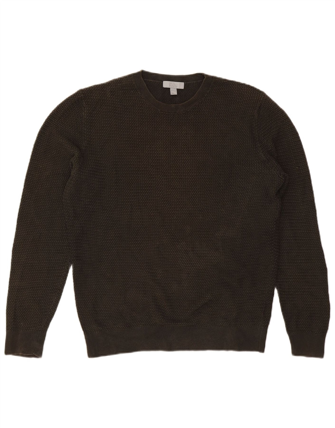 Cos Herren-Pullover mit Rundhalsausschnitt, mittlere Khaki-Baumwolle
