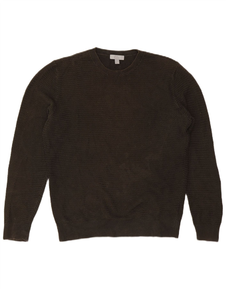Cos Herren-Pullover mit Rundhalsausschnitt, mittlere Khaki-Baumwolle