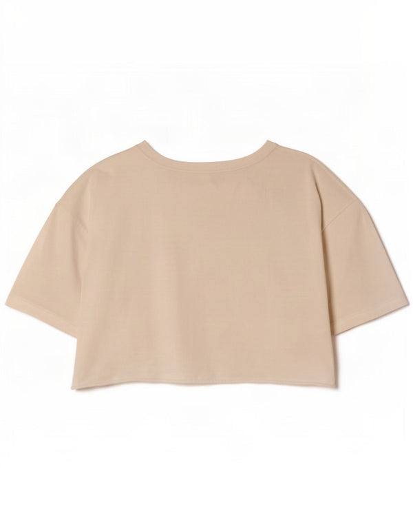 Zara Damen Crop T-Shirt Top UK 14 Mittelweiße Baumwolle