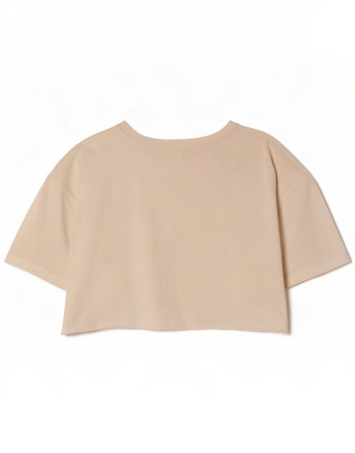 Zara Damen Crop T-Shirt Top UK 14 Mittelweiße Baumwolle