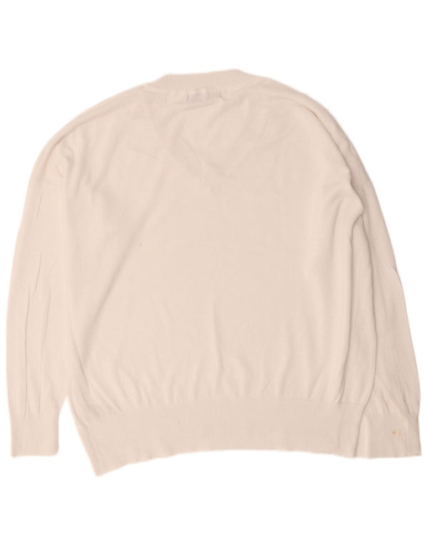 Marks & Spencer Herren-Pullover mit V-Ausschnitt, XL, weiße Baumwolle
